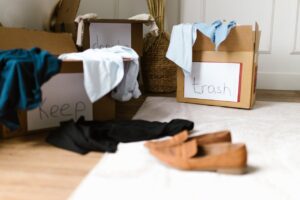 organizing packing shoes for moving